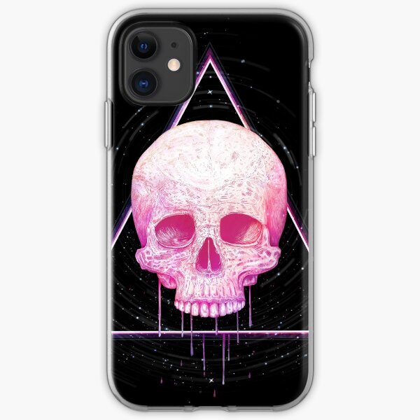 Skull in triangle on black iPhone Soft Case