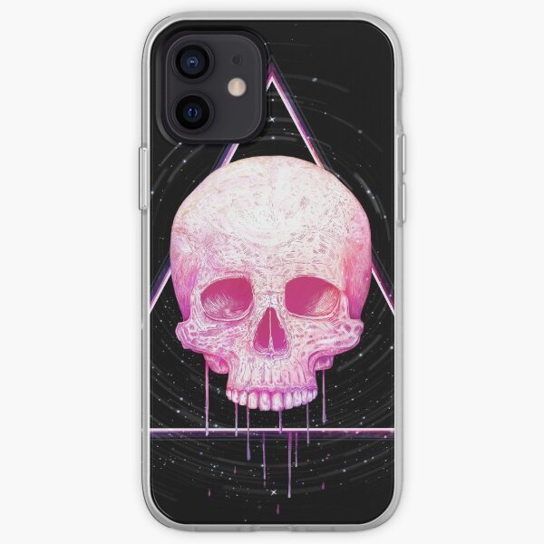 Skull in triangle on black iPhone Soft Case