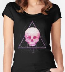 Skull in triangle on black Women's Fitted Scoop T-Shirt