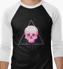 Skull in triangle on black Men's Baseball ¾ T-Shirt