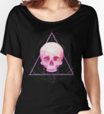 Skull in triangle on black Women's Relaxed Fit T-Shirt