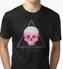 Skull in triangle on black Tri-blend T-Shirt