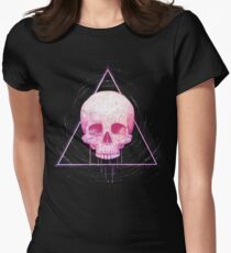 Skull in triangle on black Women's Fitted T-Shirt