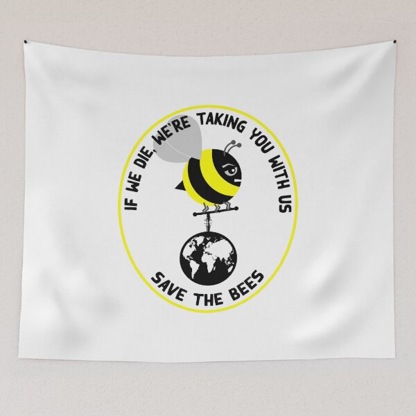 Item preview, One angry bee carrying the world on a fraying rope, save the Bees designed and sold by Hollyharry.