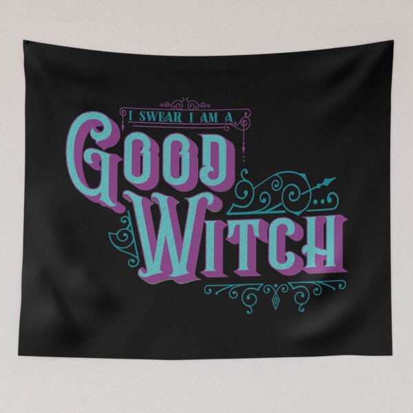 Item preview,  I Swear I am a Good Witch - Teal and Purple on Black designed and sold by AliceQuinn.