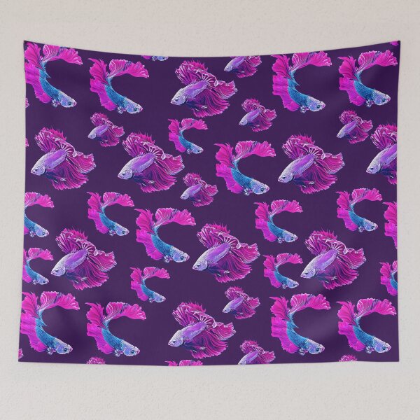 Item preview, Beautiful Dragon Scale Betta Fish - Super Delta Tail Monster Mask Blue Fuchsia Vivid Purple Betta Fish Breed - Bundle Pack designed and sold by Cawaiico.