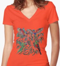 Birds from Paradise. Rosellas Women's Fitted V-Neck T-Shirt