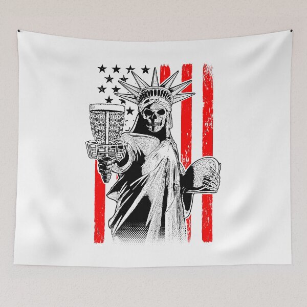 Item preview, American Flag Disc Golf Player Skeleton Statue Of Liberty designed and sold by GrandeDuc.