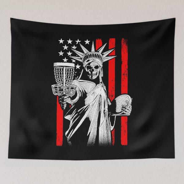 Item preview, American Flag Disc Golf Player Skeleton Statue Of Liberty designed and sold by GrandeDuc.