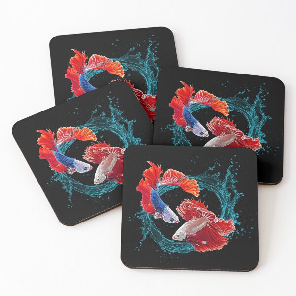 Item preview, Beautiful Dragon Scale Betta Fish - Super Delta Tail Monster Mask Blue Red Betta Fish Breed - Circle Water Splash designed and sold by Cawaiico.