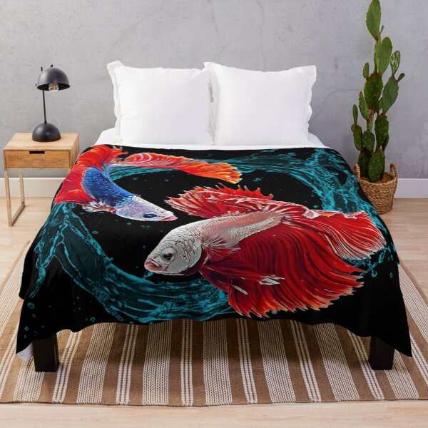 Item preview, Beautiful Dragon Scale Betta Fish - Super Delta Tail Monster Mask Blue Red Betta Fish Breed - Circle Water Splash designed and sold by Cawaiico.