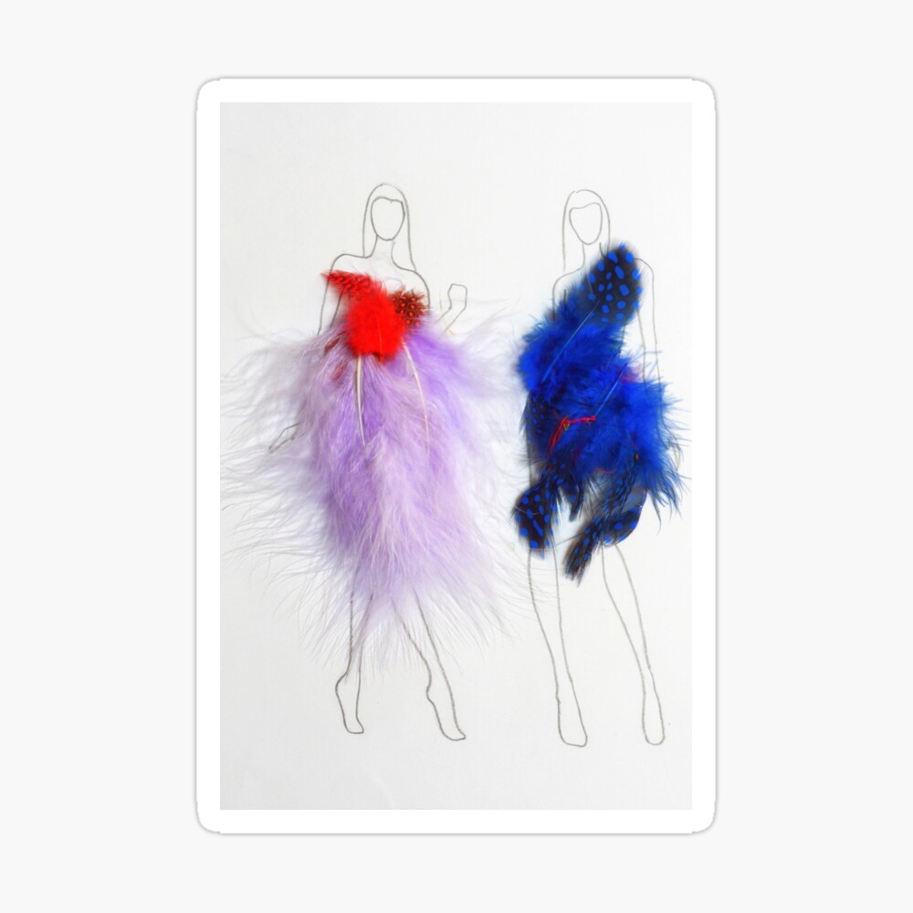 Beauty Fashion Model Girls Drawing with Feathers Dresses Scarf for Sale by  oanaunciuleanu