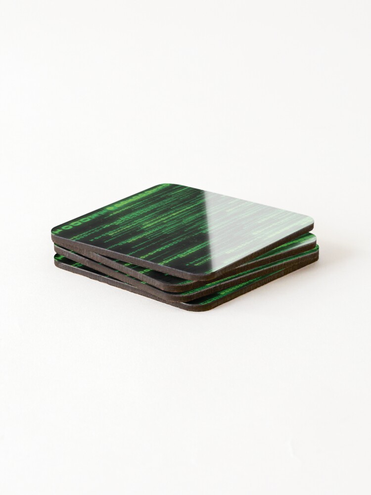 Thumbnail 4 of 5, Coasters (Set of 4), Matrix Code Numbers Green designed and sold by Aicon.