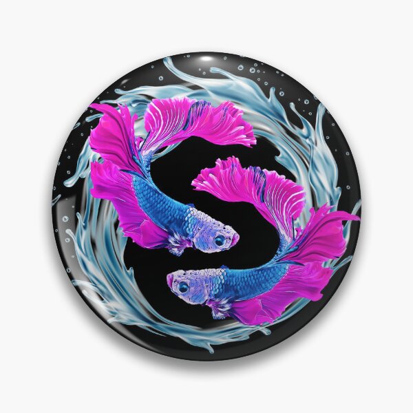 Item preview, Beautiful Dragon Scale Betta Fish - Super Delta Tail Monster Mask Blue Fuchsia Vivid Purple Betta Fish Breed - Circle Water Splash designed and sold by Cawaiico.