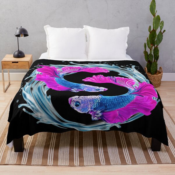 Item preview, Beautiful Dragon Scale Betta Fish - Super Delta Tail Monster Mask Blue Fuchsia Vivid Purple Betta Fish Breed - Circle Water Splash designed and sold by Cawaiico.