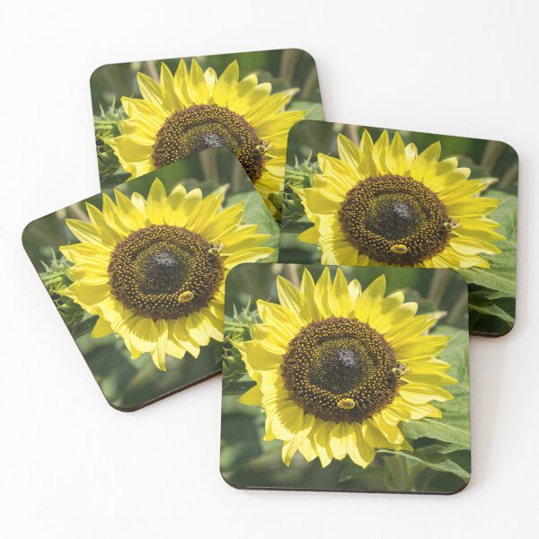 Item preview, Pollinator Jewels - a Beautiful Sunflower with Two Jewellike Bees designed and sold by Georgia Mizuleva.