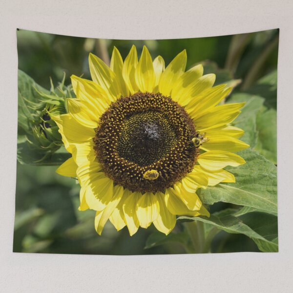 Item preview, Pollinator Jewels - a Beautiful Sunflower with Two Jewellike Bees designed and sold by Georgia Mizuleva.