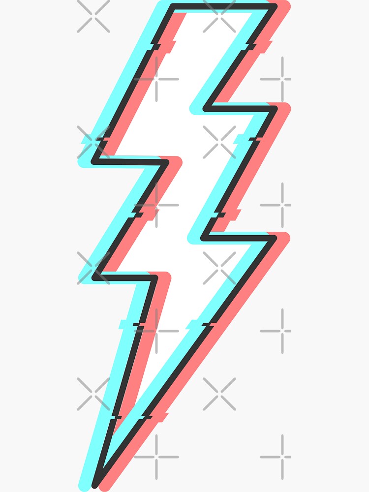 "Lightning Bolt Glitch" Sticker by jayrjayr Redbubble