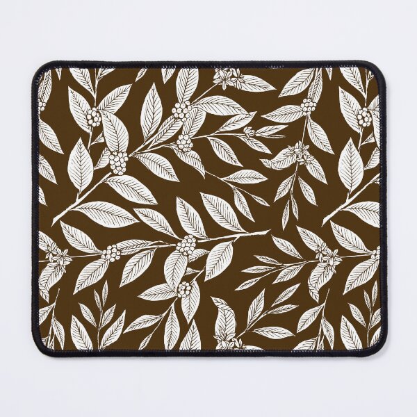 Item preview, Coffee Tree Leaves White Pattern on Brown designed and sold by sifis.