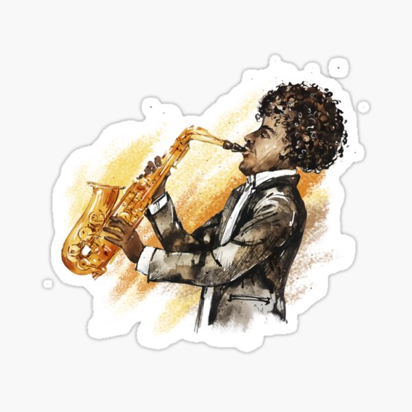 Item preview, Watercolor stylish jazz man playing saxophone   designed and sold by greenstreetShop.