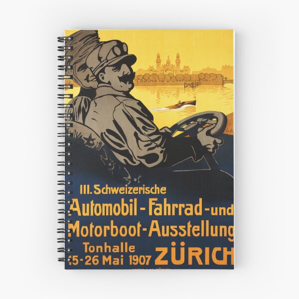 Item preview, ZURICH Switzerland 1907 Automobile Bicycle and Motorboat Exhibition Vintage Tourism Poster Advertising designed and sold by retroposters.