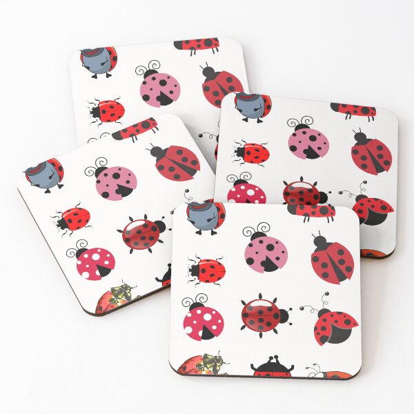 Item preview, Beautiful lady bugs - pink red purple blue and black - lady bug pattern designed and sold by Sam Artist.