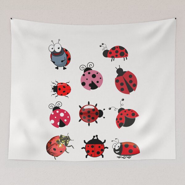 Item preview, Beautiful lady bugs - pink red purple blue and black - lady bug pattern designed and sold by Sam Artist.