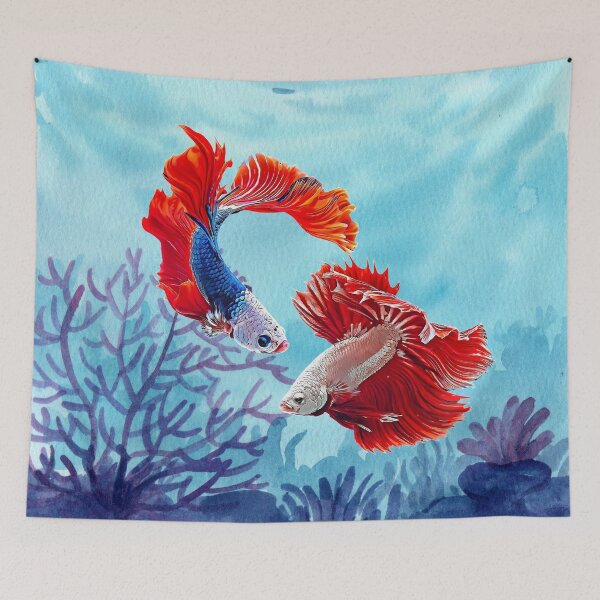 Item preview, Beautiful Dragon Scale Betta Fish - Super Delta Tail Monster Mask Blue Red Fuchsia Vivid Purple Betta Fish Breed - Bundle Pack designed and sold by Cawaiico.