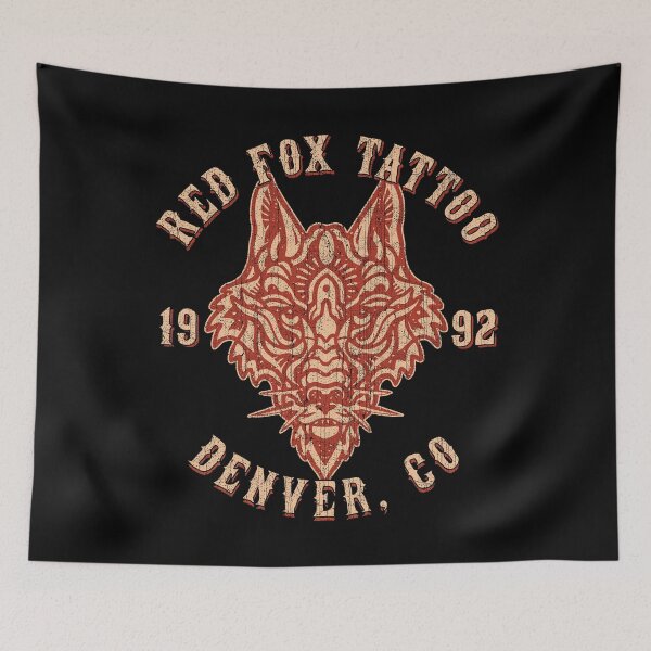 Item preview, Red Fox Tattoo, Vintage Tattoo Studio Design, Denver, Colorado designed and sold by Proverbial Wisdom Design.
