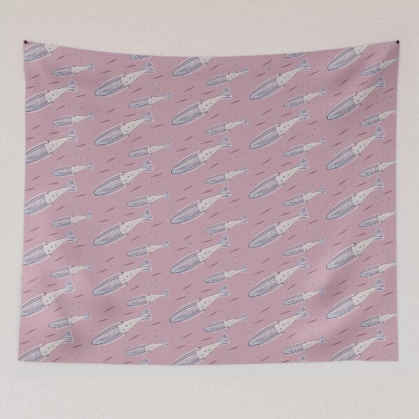 Item preview, Marine theme with fish and mermaids in pink colors designed and sold by Victoria Alferonok.