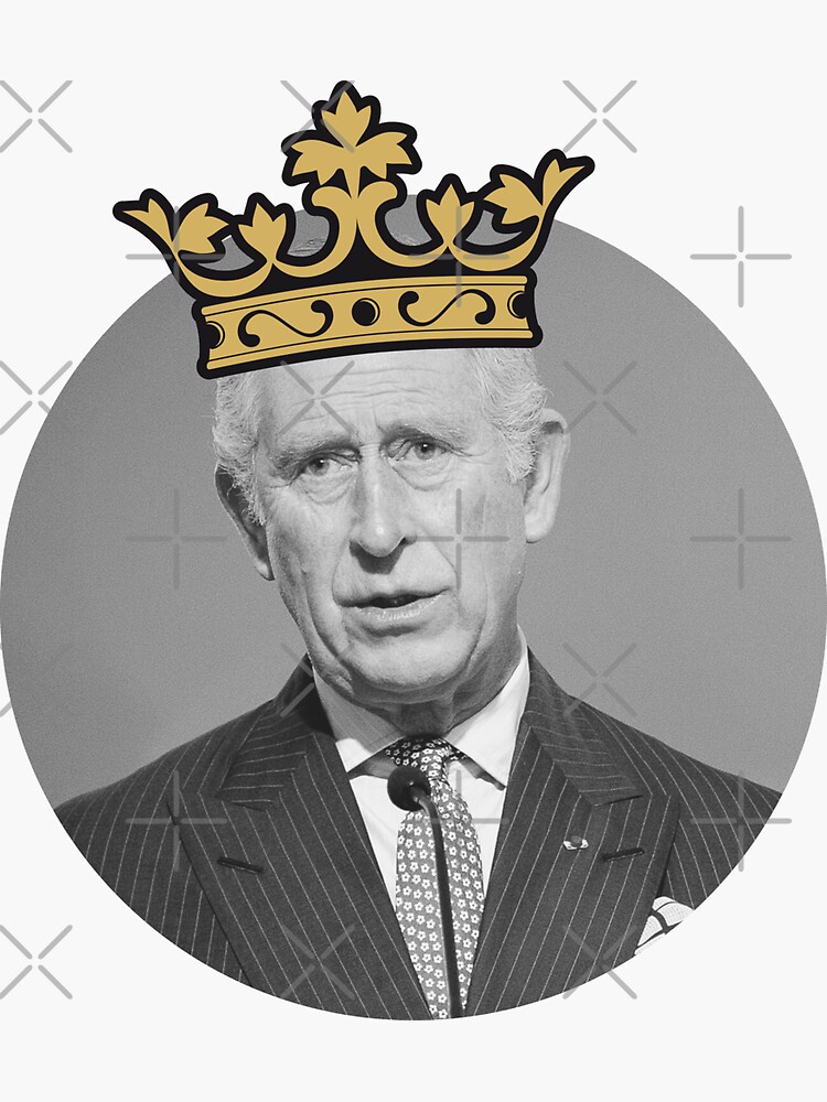 King Charles III Crown Black and White Round Photo by milldogstation