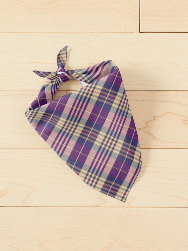 Alternate view of Purple, Gold and Blue Tartan Pattern Rotated Pet Bandana