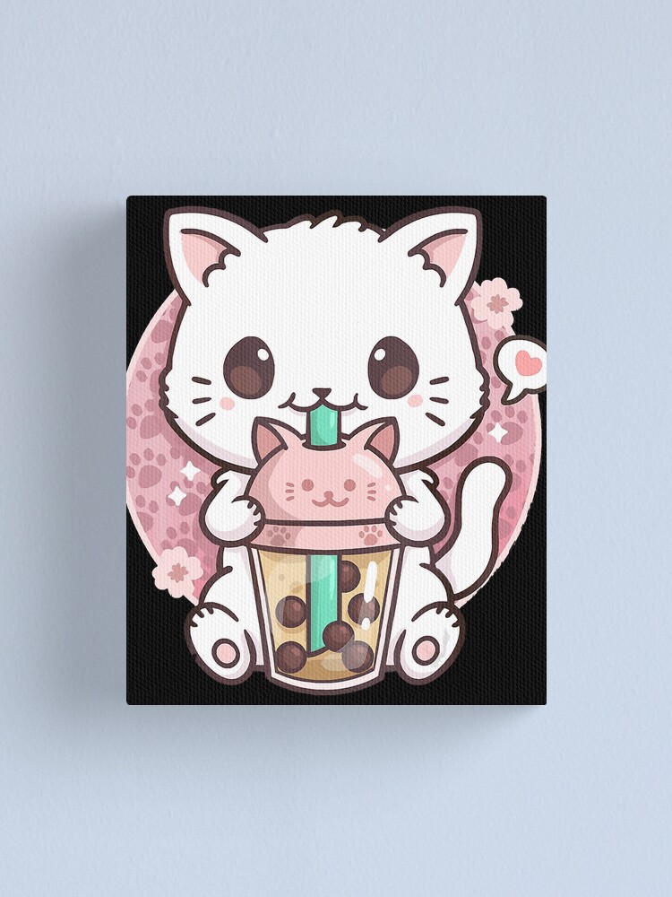 Kawaii Neko Cat Pink Japanese Bubble Tea Kitty Boba Drink Poster for Sale  by ZNOVANNA