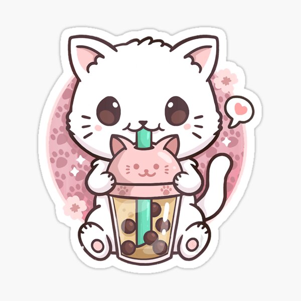 Cat Boba Tea Bubble Tea Anime Kawaii Neko T-Shirt Sticker by DHBubble -  Pixels