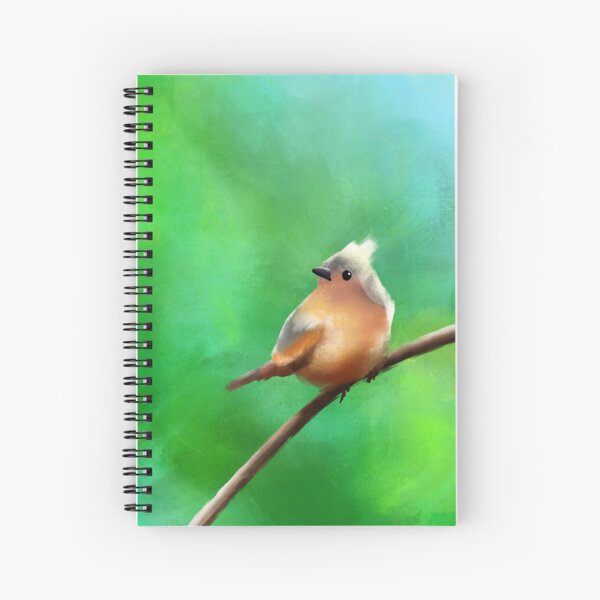 Brown & Grey Bird Painting Spiral Notebook