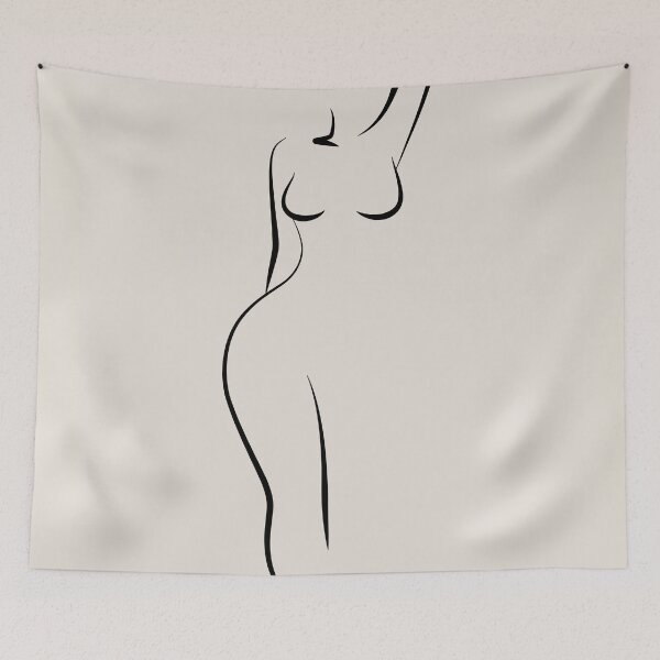 Item preview, Line art, Nude female body, Woman art, Gallery art, Neutral print, Retro print, Minimalist designed and sold by KristinityArt.