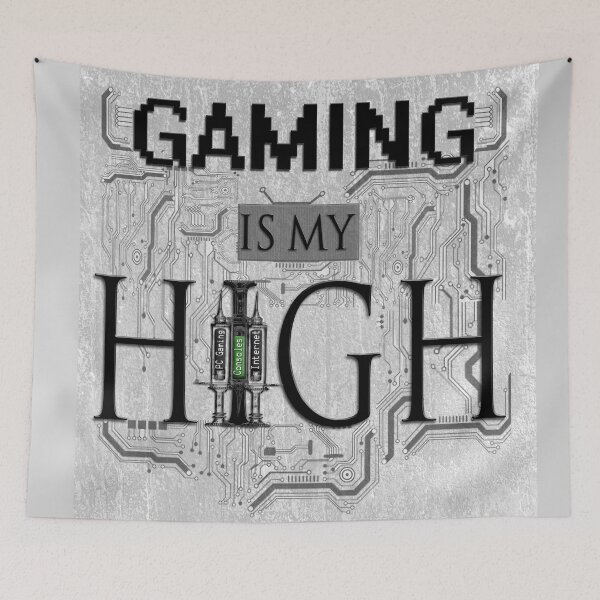 Item preview, Gaming is my HIGH- Black text/GreyBackground designed and sold by SpiritSeekers.