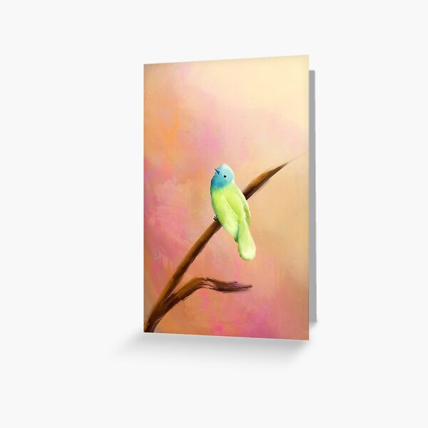 Green & Blue Bird Painting Greeting Card