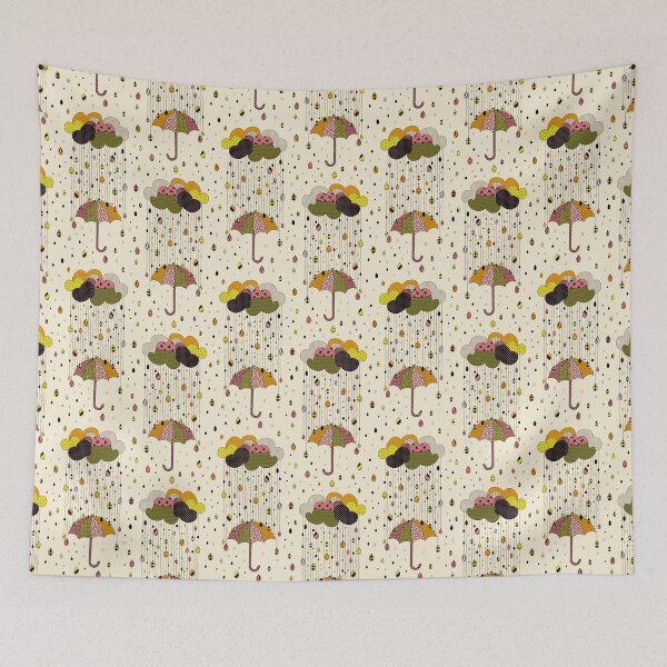 Item preview, Summer rain - patterned clouds, umbrellas and drops designed and sold by chriswoGeschenk.