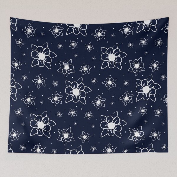 Item preview, indigo blue flowers designed and sold by Tony Vazquez.