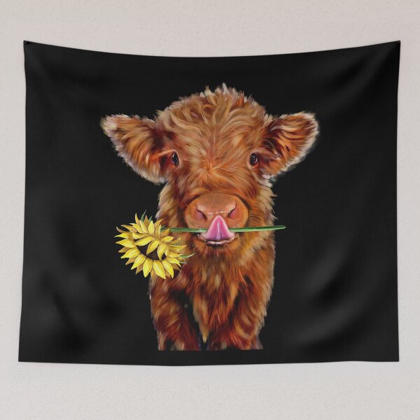 Item preview, Baby Highland Cow With Sunflower designed and sold by iPOPit.
