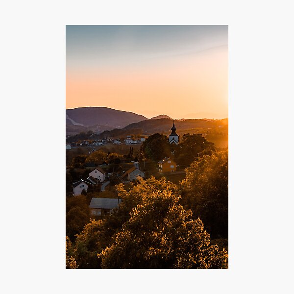 Sunset In A Croatian Village Photographic Print