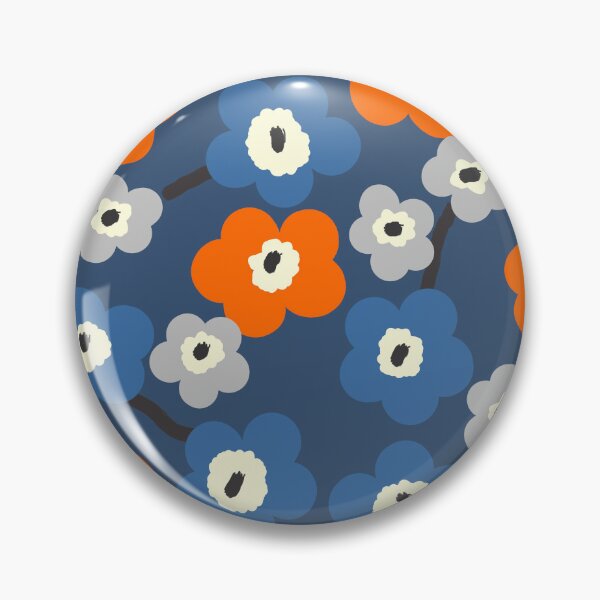 Item preview, Iconic Modern Scandinavian Floral Pattern in Blue and Orange designed and sold by Deutschic.