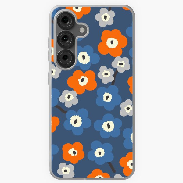 Item preview, Iconic Modern Scandinavian Floral Pattern in Blue and Orange designed and sold by Deutschic.