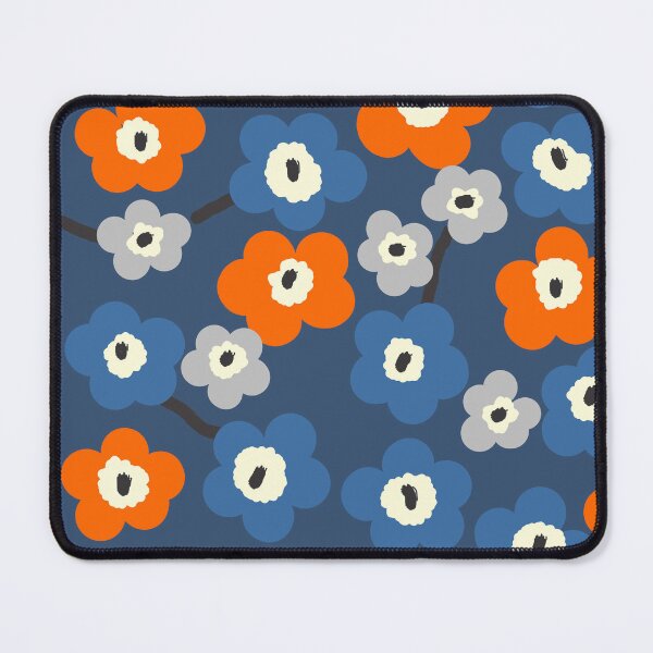 Item preview, Iconic Modern Scandinavian Floral Pattern in Blue and Orange designed and sold by Deutschic.