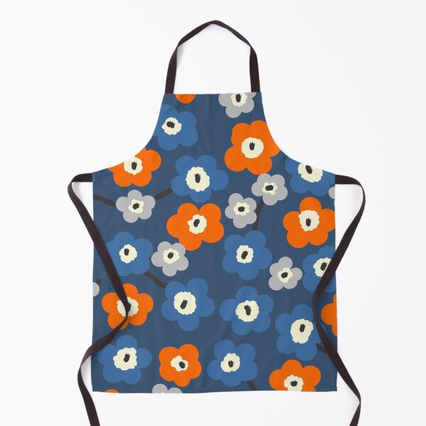 Item preview, Iconic Modern Scandinavian Floral Pattern in Blue and Orange designed and sold by Deutschic.