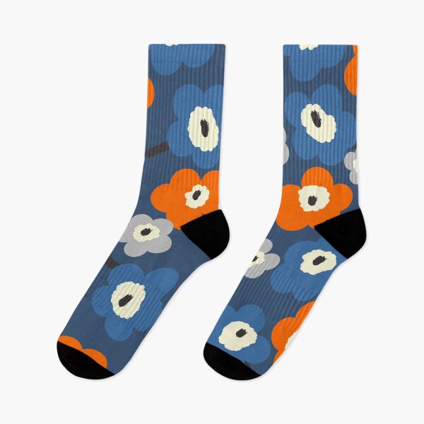 Item preview, Iconic Modern Scandinavian Floral Pattern in Blue and Orange designed and sold by Deutschic.