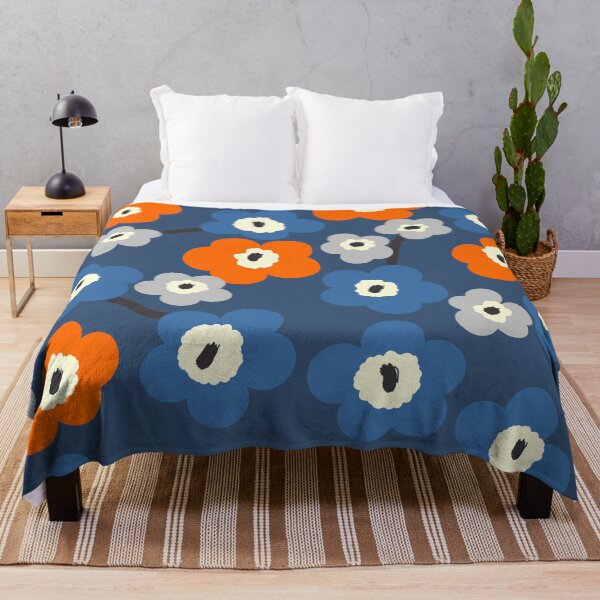 Item preview, Iconic Modern Scandinavian Floral Pattern in Blue and Orange designed and sold by Deutschic.
