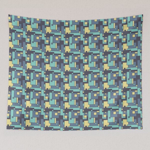 Item preview, modernist pattern blue yellow grey designed and sold by orvalrochefort.