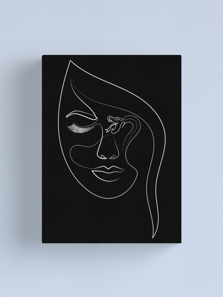 Lienzo «Cara de mujer con serpiente | Dibujo de una línea | Arte de una  línea» de One-Line-Artist | Redbubble